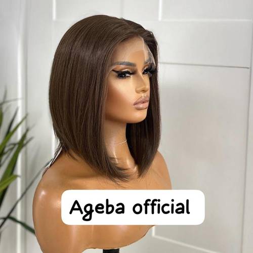 باروكة شعر طبيعي ١٢ انش بني كثافه ١٥٠ جذور امامية فروة دانتيل