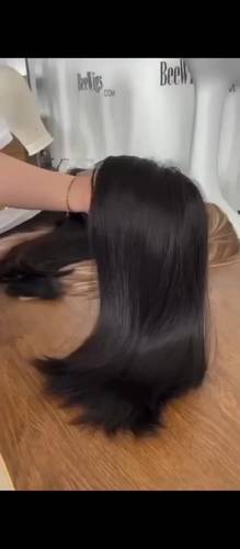باروكة شعر طبيعي ١٦ انش اسود طبيعي كثافه ١٨٠٪