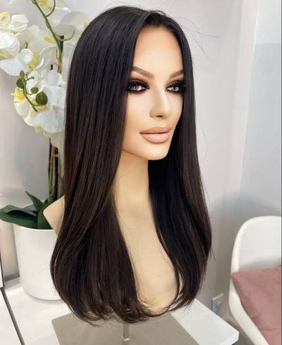 باروكة شعر طبيعي ستريت طول ١٨ انش  لون اسود طبيعي  كثافه متوسطة 