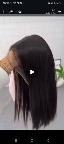 باروكة شعر طبيعي طول ١٤ انش انش لون اسود طبيعي 