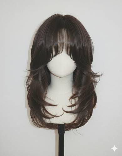 باروكة شعر طبيعي ٢٠ انش كثافه ٢٠٠٪ بني قصه الفراشه