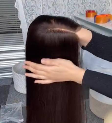 باروكة شعر طبيعي ٢٤ انش اسود طبيعي كثافه ٢٣٠٪