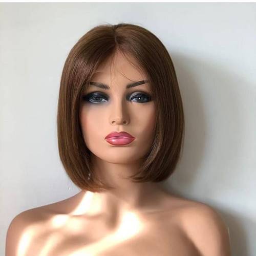 باروكة شعر طبيعي طول 10انش لون بني   استريت  