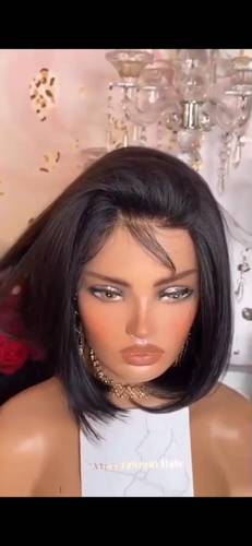 باروكة شعر طبيعي ١٠ انش لون اسود طبيعي كثافه طبيعه مقاس وسط جذور أماميه