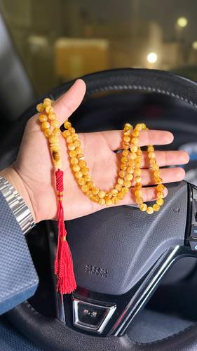 📿 مسباح كهرمان بولندي طبيعي حر  96 خرزة
