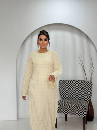 Allure Textured Dress In Butter Cream