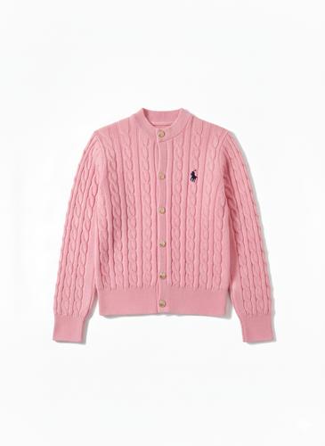 Aurelia Pink Polo Cable Knit