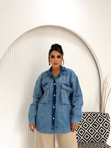 Oversized Denim Shirt In Dark Wash