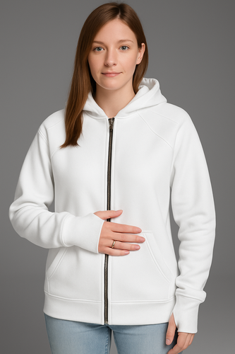 White peak zipped hoodie