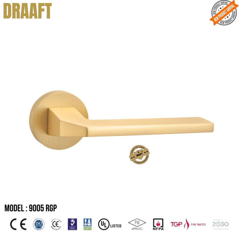 مسكات مقابض ابواب زنك 9005 ذهبي مطفي DRAAFT