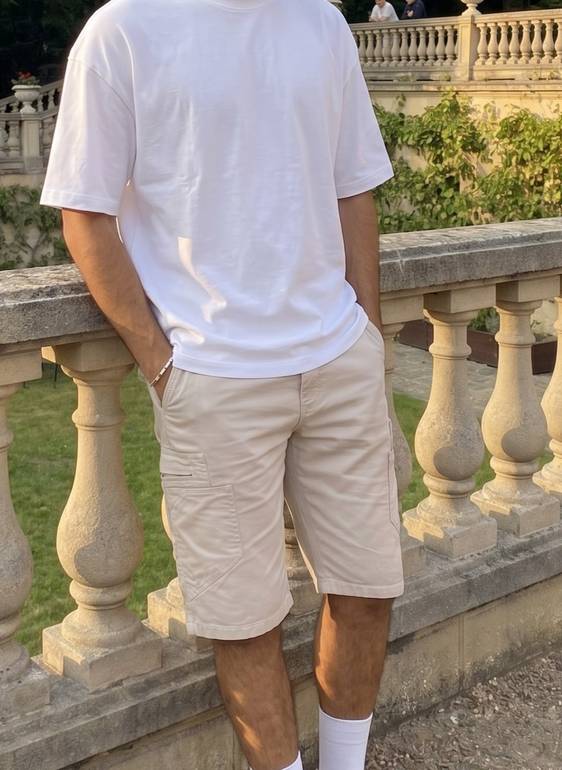 Beige Baggy Pockets Short 