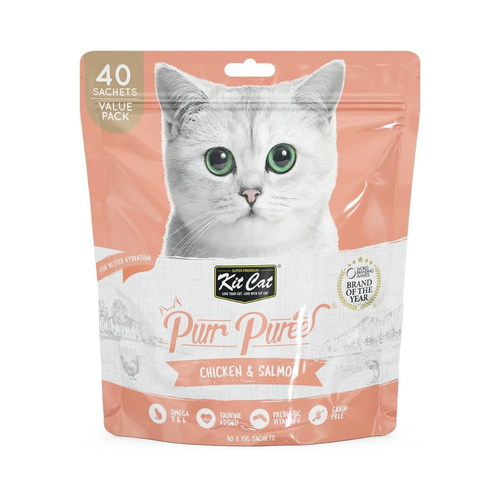 Kit Cat Puree Value Chicken & Salmon 15gx40 Sachets