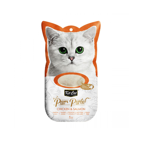 Kit Cat Puree Chicken & Salmon 15gx4 Sachets #388193