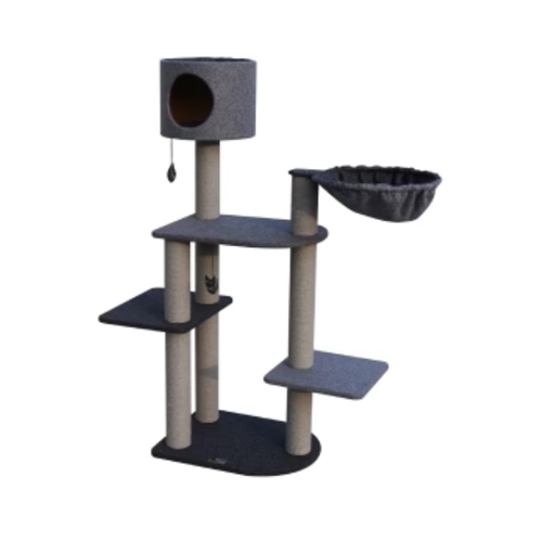 Cat Tree 2 Floors 1 Bed + 1 Home Grey