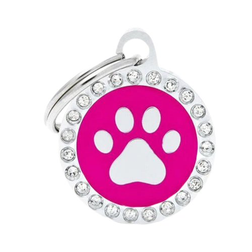 MF Tags SMALL FUCHSIA CIRCLE PAW GLAM