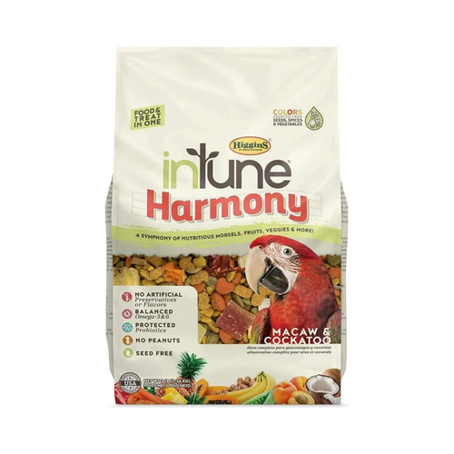 Higgins inTune Harmony full meal of dried fruits food for Macaw & Cockatoo 