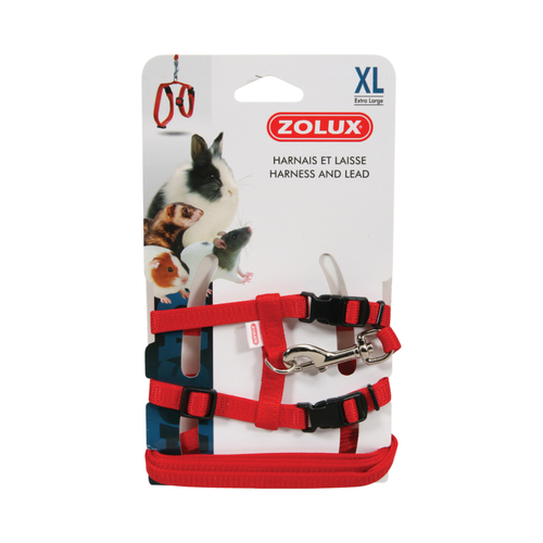 Zolux Harness and Leash for Small Mammals - X Large - Red