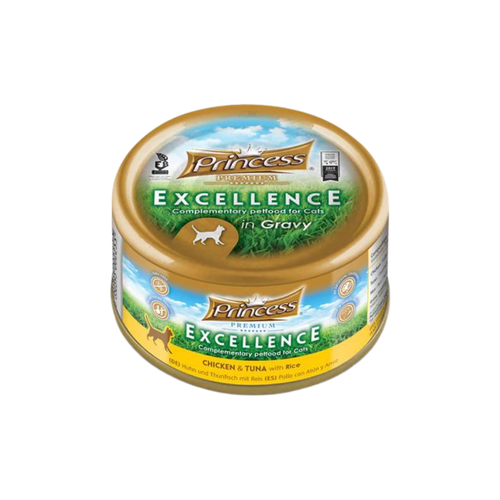 Princess Premium Excellence Cans Of Chicken and Tuna with Rice In Gravy Wet Food For Cats, 70g