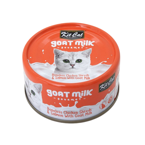 Kit Cat Boneless Chicken Shreds & Salmon With Goat Milk 70g