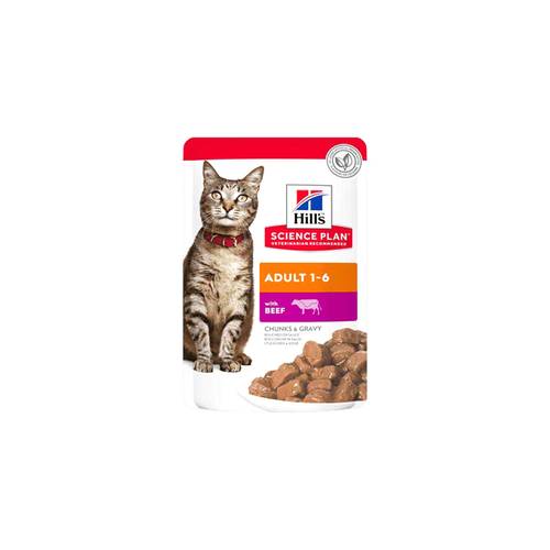 Hill's SP Chunks & Gravy Adult Cat Wet Food Beef Pouches 85g