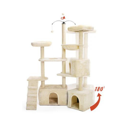 Feline go scratching tree 180 degrees