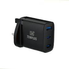 تن بلس -فيش شاحن جداري 2 منفد تايب سي1 منفد USB بقوة 45 واط