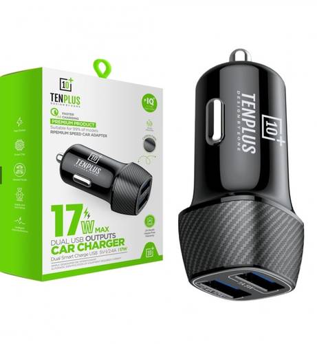 شاحن سيارة 17W ومنفذين USB - تن بلس