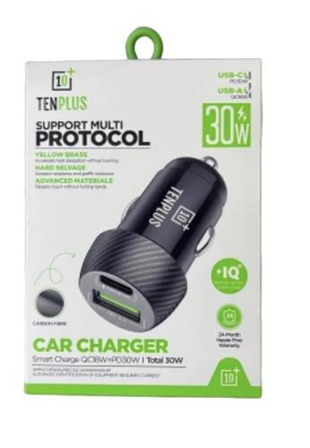 فيش سياره 30 واط منفذ USB وتايب سي TENPLUS