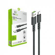 تين بلس كيبل شحن USB-Type C قماش مقاوم للقطع - طول متر