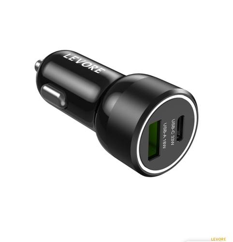 شاحن سيارة ليفوري 51 واط منفذ USB وPD - أسود