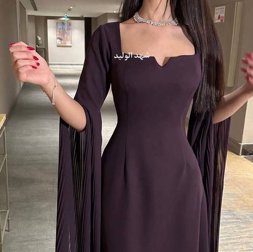فستان باربي مع اكمام جورجيت طويل 