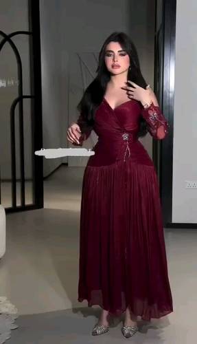 فستان أنيق أكمام تل 