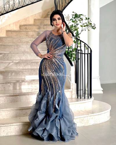 فستان سهره راقي خرز مع كسرات جزار