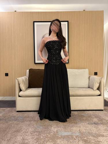 فستان سهره جورجيت مع دانتيل كيرات صدر مع كرستا