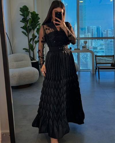فستان اسود سهره مع كلفه مورد وبوليسيه