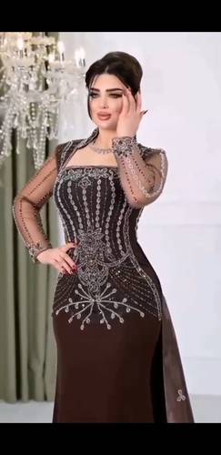 فستان سهره باربي مع تل ناعم مع تطريز يدوي مكثف