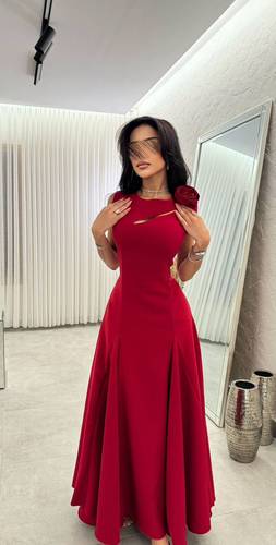 فستان باربي احمر ناعم 