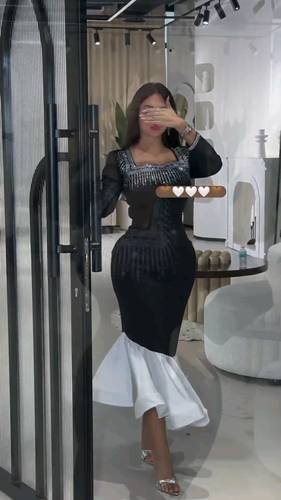 فستان باربي تطريز كسرات ابيض 