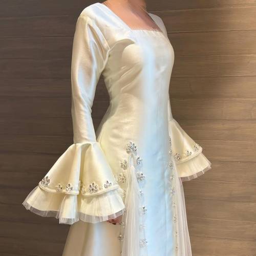 جلابيه ميكادو مع تل مع تطريز كرستال
