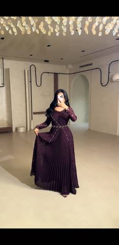 فستان سهره ناعم دانتيل مع جورجيت مع تطريز