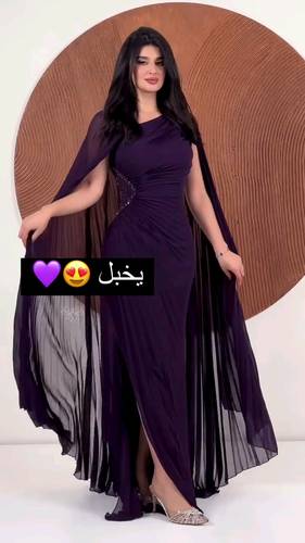 فستان شيفون انيق تطريز جنب 