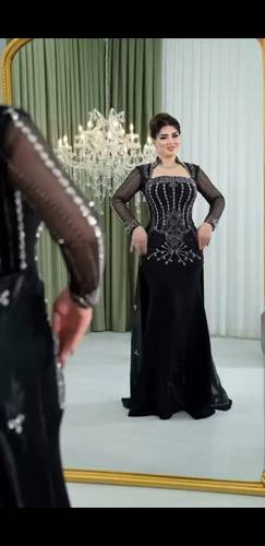 فستان سهره باربي مع تل ناعم مع تطريز يدوي مكثف