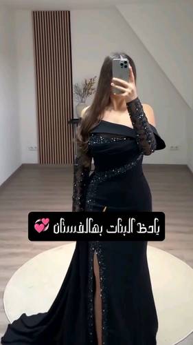 فستان اسود ليكرا مع تطريز 