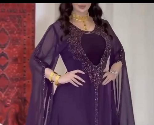 فستان موف جورجيت مع تطريز يدوي 