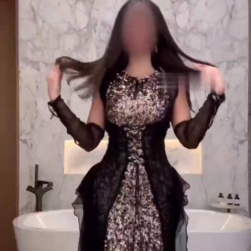 فستان سهره كلفه ترتر مع اكمام منفصله 