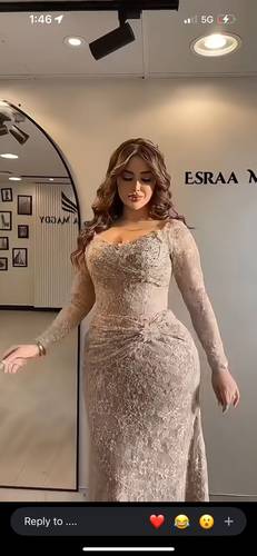 فستان سهرة دانتيل  ورود كلفه سهره راقي