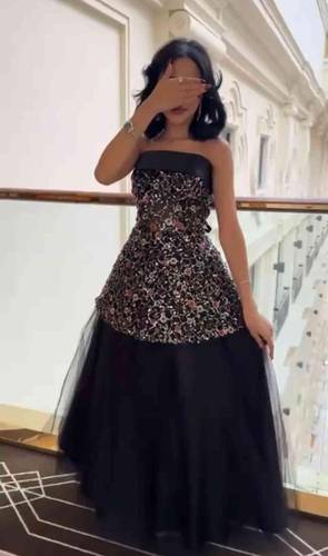 فستان سهره اسود تل تيواني مع كلفه شك