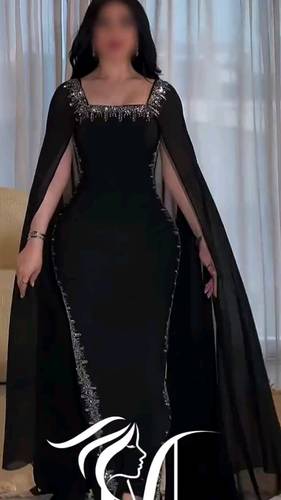 فستان كريب مع شيفون 