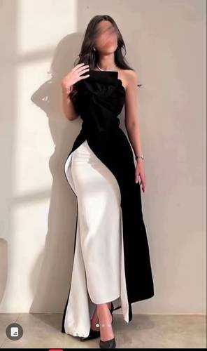 فستان انيق اسود مع ابيض