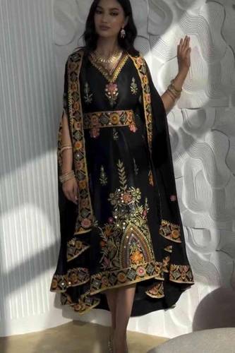 جلابيه تفته مع جورجيت وتطريز كمبيوتر 
